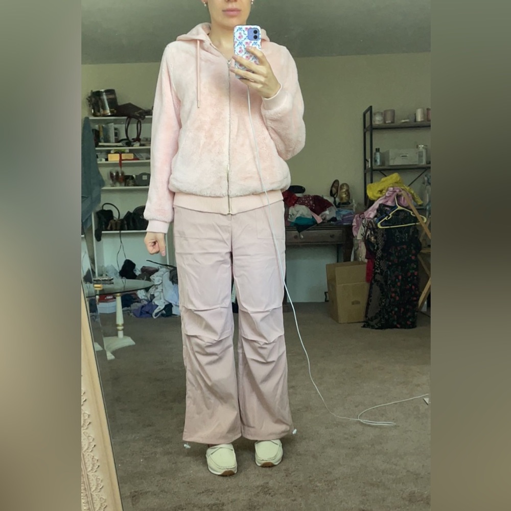 Light Pink Faux Fur Zipper Jacket
